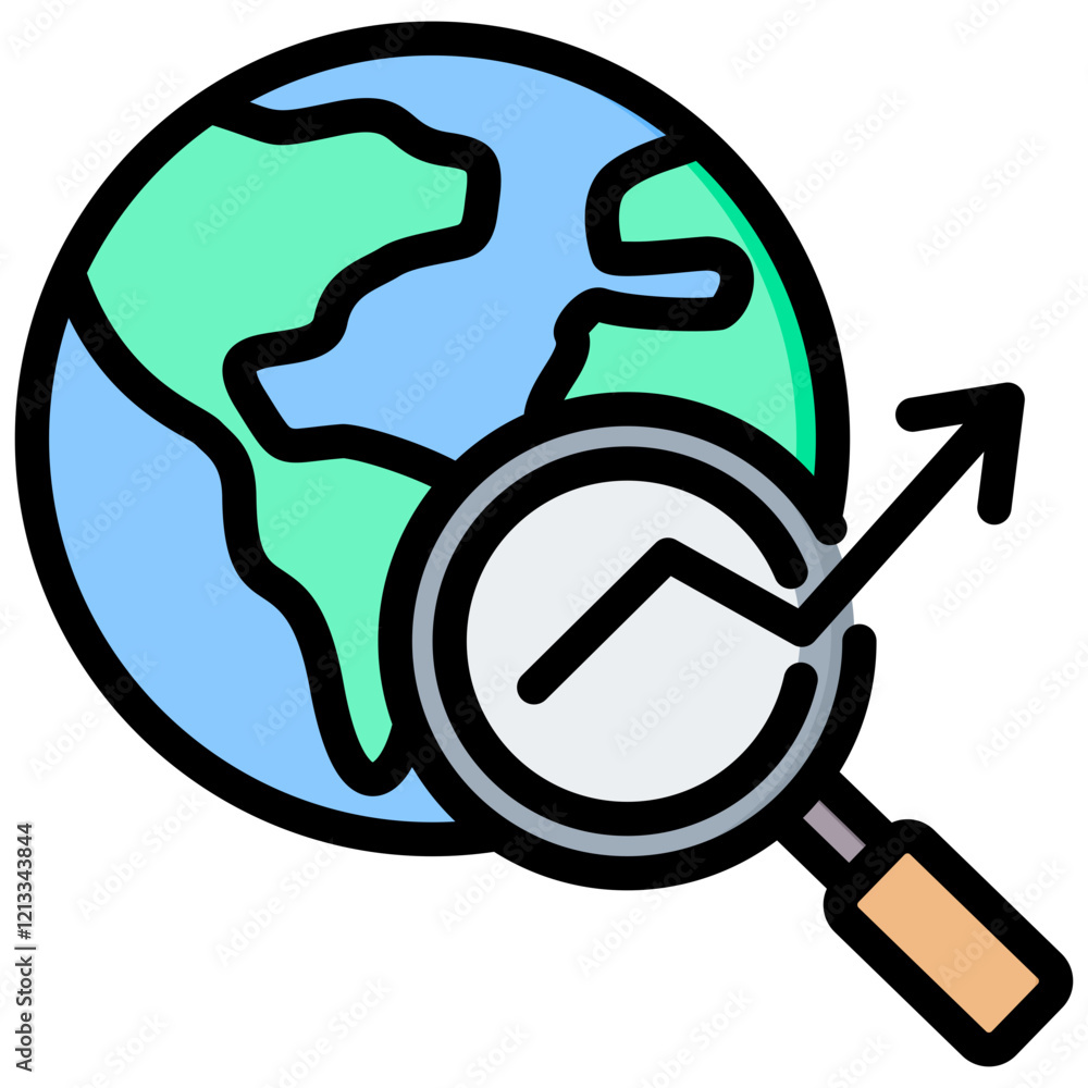 Poster global analysis outline color icon
