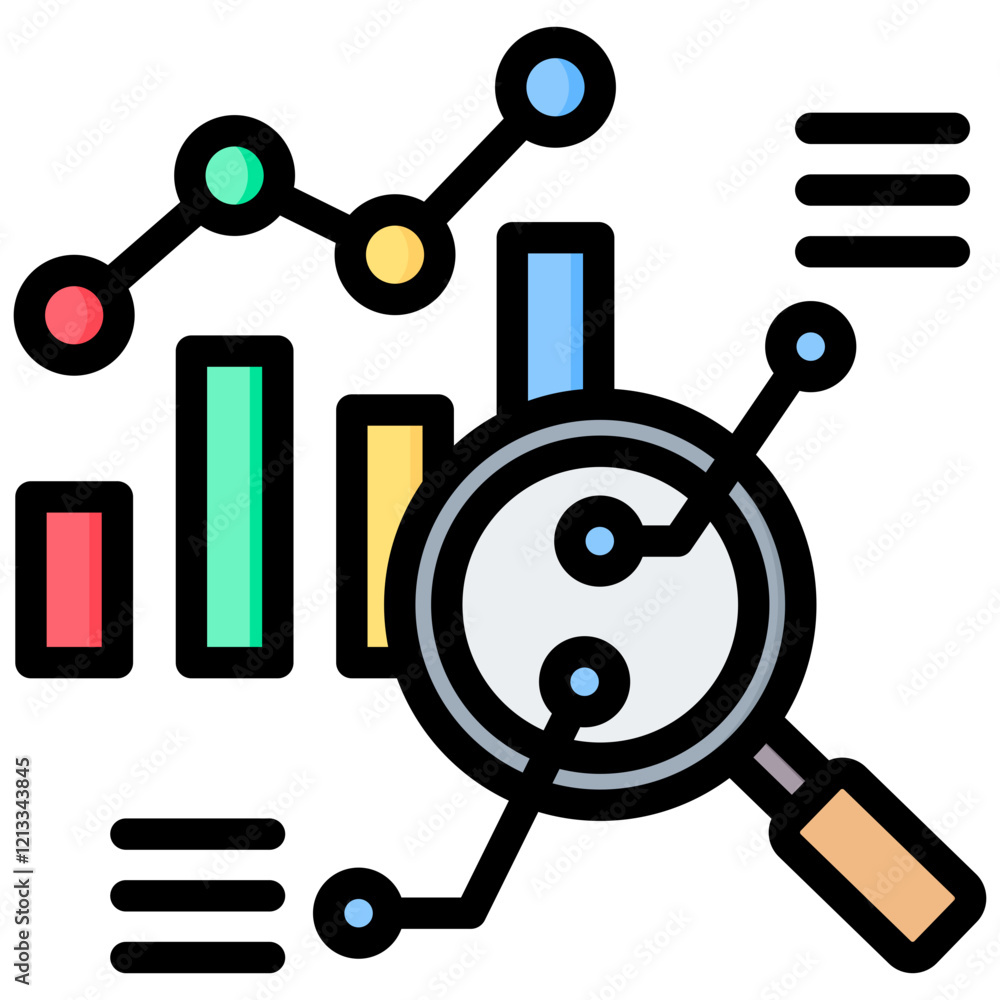 Poster quantitative analysis outline color icon