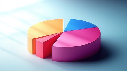 Obraz premium Modern 3D Pie Chart Icon Set for Infographics and Data Visualization with Minimalistic Design in Pastel Colors