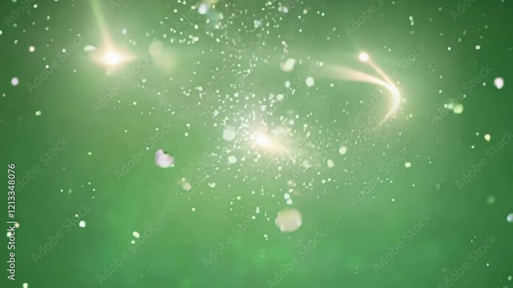 Poster sparkling points of light creating a magical ambiance. green screen chromakey.