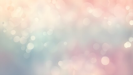 Abstract pastel bokeh background with soft, blurred circles in pink, beige, and blue tones.