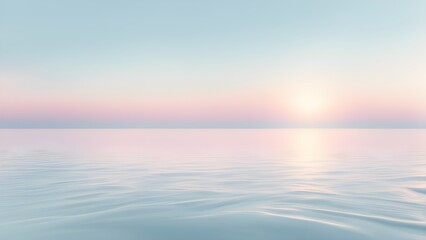 Obraz premium Serene pastel sunrise over calm ocean water.