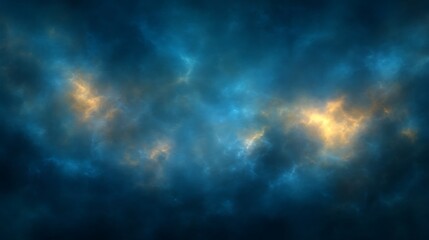 Fototapeta premium Abstract Cosmic Nebula Blue And Gold Hues
