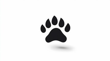 Dog paw icon on pure white background simplistic design