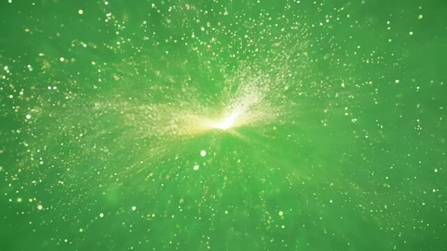 An explosion of glittering specks creating a magical ambiance. Green screen chromakey.