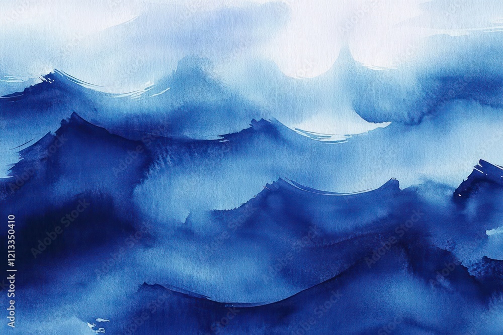 Poster abstract watercolor background with deep blue brush strokes and soft gradients for artistic and drea