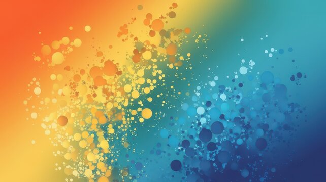 A vibrant abstract background featuring a mix of bright orange, yellow, and soothing blue colors with circular patterns blending harmoniously.