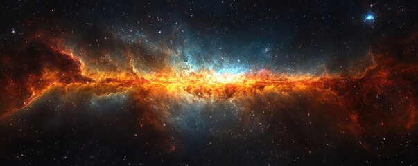 Fototapeta premium Cosmic Nebula: A Fiery Dance of Celestial Energy and Stardust