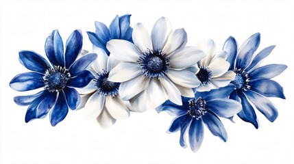Elegant Blue and White Watercolor Floral Bouquet Isola Design