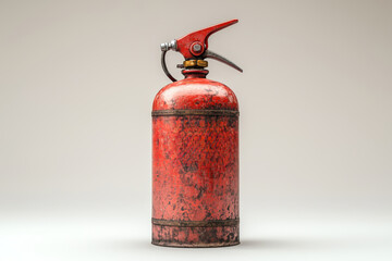 Obraz premium A weathered red fire extinguisher stands alone