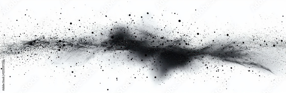 Poster black and white abstract splatter art dynamic composition with grain texture and noise effect