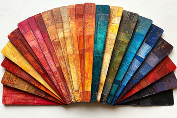 Abstract Colorful Painted Wooden Fan Shaped Artwork