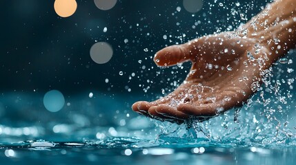 Fototapeta premium Dynamic Water Splashing: A Mesmerizing Moment in a Serene Aqua Aerobics Class Experience. Low-Impact, High-Intensity Cardio Workout Concept