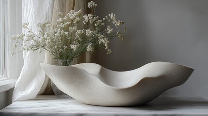 Abstract white bowl with soft shadows