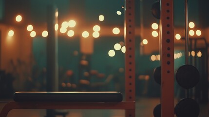 Gym Equipment In A Dimly Lit Fitness Center