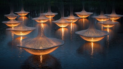 Illuminated Water Sculptures: A Nighttime Spectacle