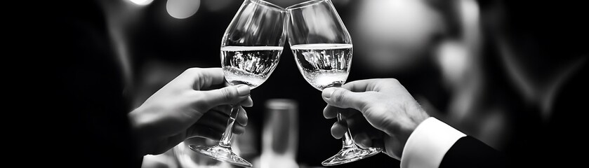 Two Hands Toasting With Champagne Flutes