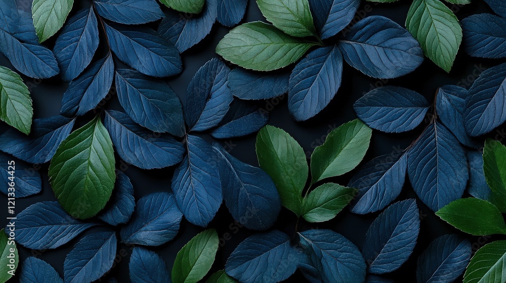 Poster abstract green and blue leaves pattern: a captivating abstract composition featuring a seamless patt