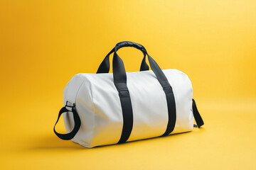 White gym duffle bag isolated on a background mockup