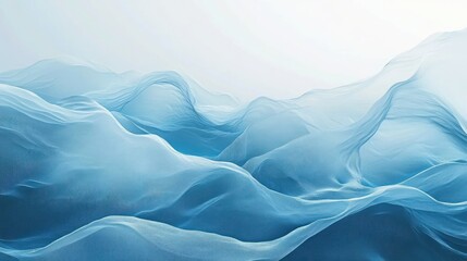Obraz premium Blue fabric waves, studio backdrop, ethereal, calm background