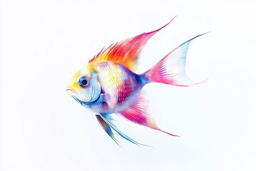 Fototapeta premium Vibrant rainbow colored fish isolated on white background.