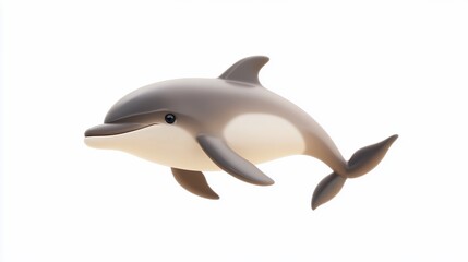 Fototapeta premium 3D render of a playful dolphin, isolated on white background.