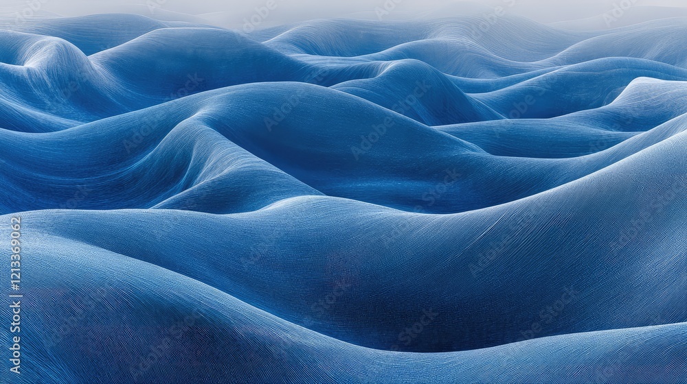 Poster a minimalist aerial view of rhythmic wave formations in deep ocean water, creating abstract textures