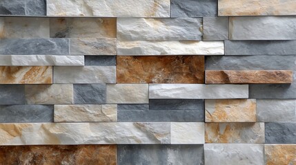 Textured stone wall with natural color variations and rough surfaces ideal for design
