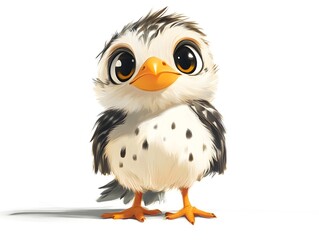 Naklejka premium Adorable Baby Bird: A Charming Digital Painting