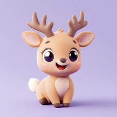 Adorable cartoon reindeer fawn sitting.