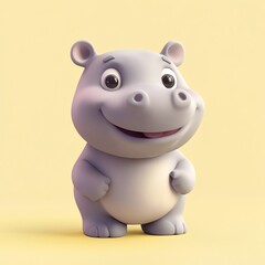 Naklejka premium Cute cartoon hippopotamus illustration. (2)