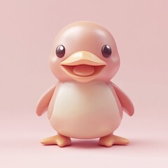 Cute cartoon duckling, 3D render.