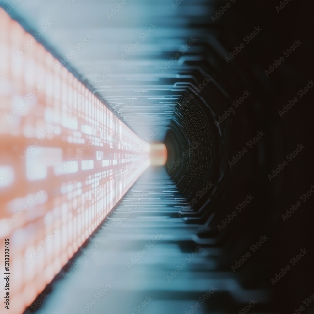 Poster futuristic data stream tunnel abstract digital technology background
