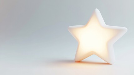 Obraz premium Glowing white star shape on light background.