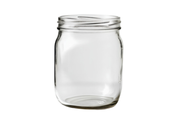 One empty glass jar isolated on white PNG