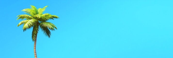 Single palm tree against a vibrant blue sky. (1)