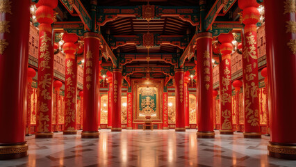 Luxurious Chinese Temple Interior Design - Architectural Details