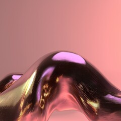Obraz premium Abstract Golden Purple Metallic 3D Render Fluid Wave Background