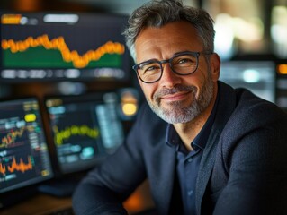 Obraz premium Analytical Trader at Control Center