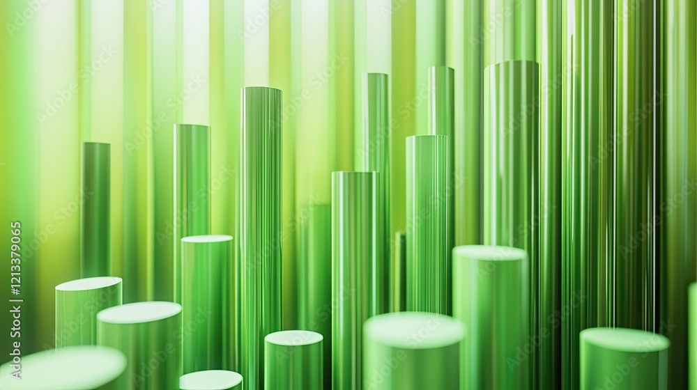 Poster bar graph with bright green columns climbing steadily upward, designed for a professional and minima