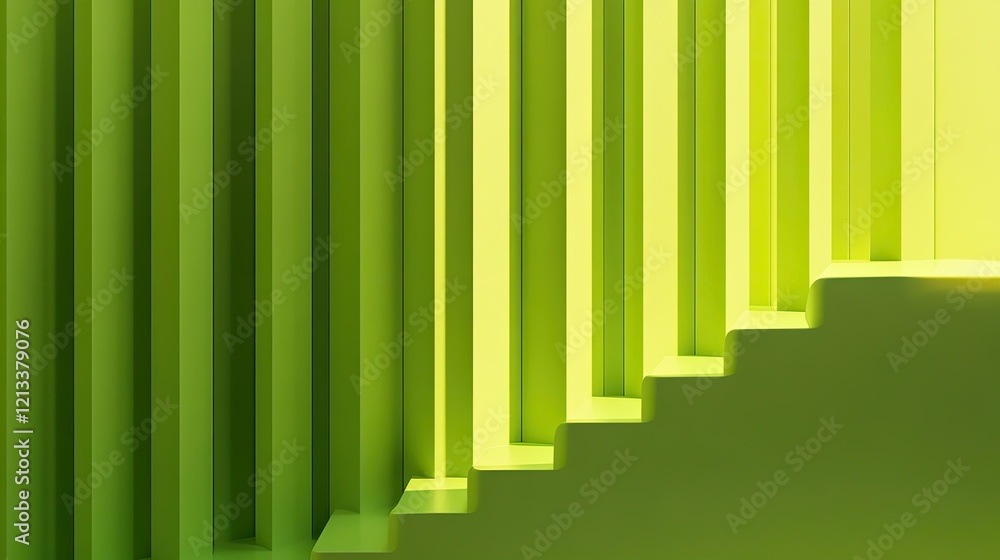 Poster bar graph with bright green columns climbing steadily upward, designed for a professional and minima