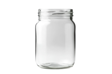 One empty glass jar isolated on white PNG
