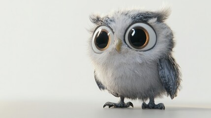Obraz premium Adorable baby owl with big eyes, fluffy feathers, and tiny claws.