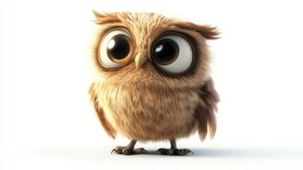 Fototapeta premium Adorable fluffy owl with big eyes.