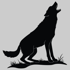 Dog barking at a shadow silhouette vector design art and illustration