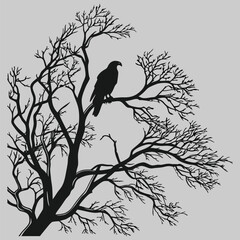 a kite stuck in a tree silhouette vector design art and illustration