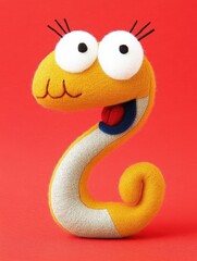 Fototapeta premium Felt Snake Plush Toy, Whimsical and Creative Handmade Art