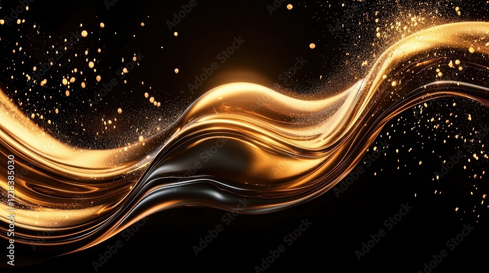 Poster shimmering golden waves of light and motion in elegant abstract background