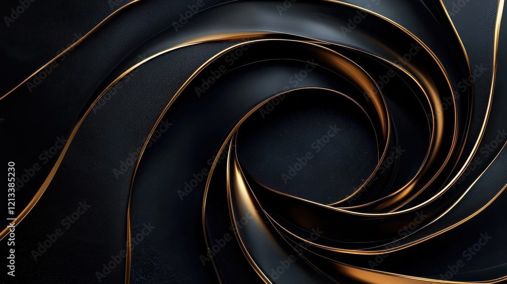 Poster captivating metallic swirl abstract art with flowing geometric shapes and curves