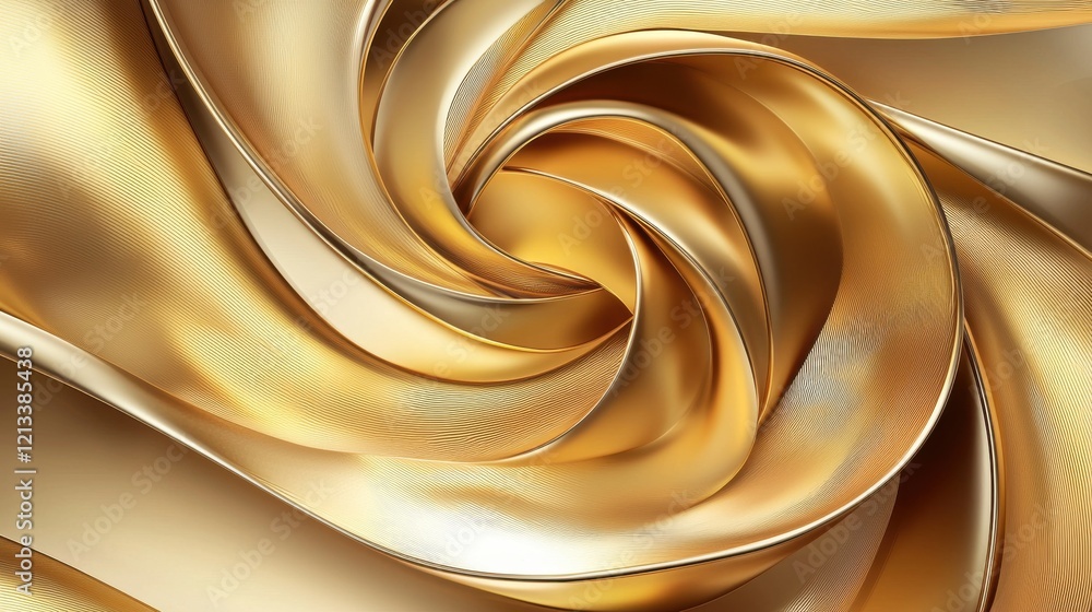 Aufkleber luxurious golden abstract swirl design with elegant metallic curve and flow